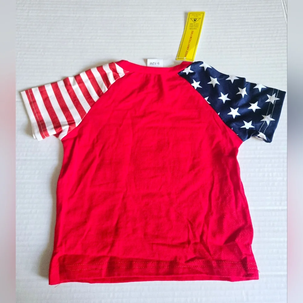 Baby Girl Patriotic USA Outfit Set Stars Stripes Red White Blue‎ 9-12 Months NWT